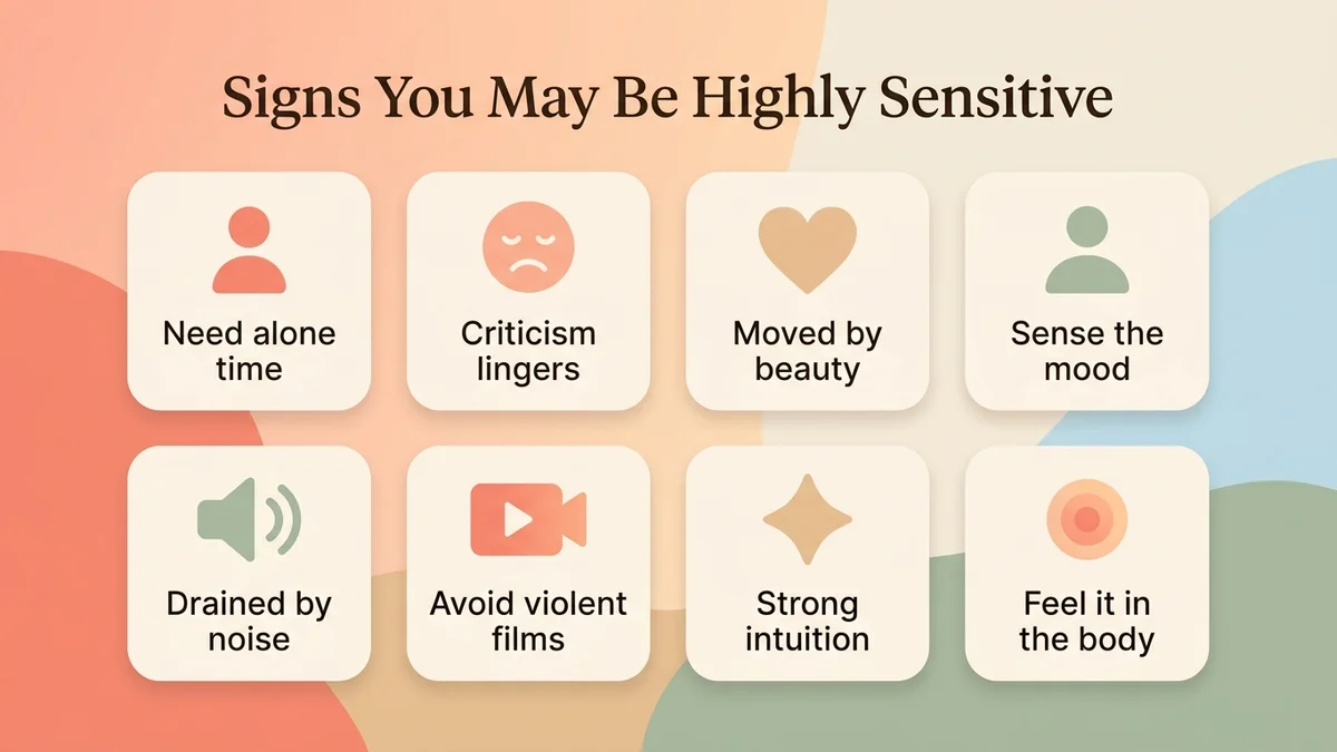 Infographic of the 12 signs of high sensitivity with icons