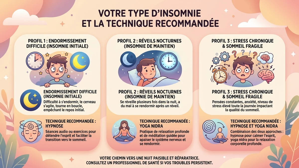 Comparaison visuelle yoga nidra et hypnose