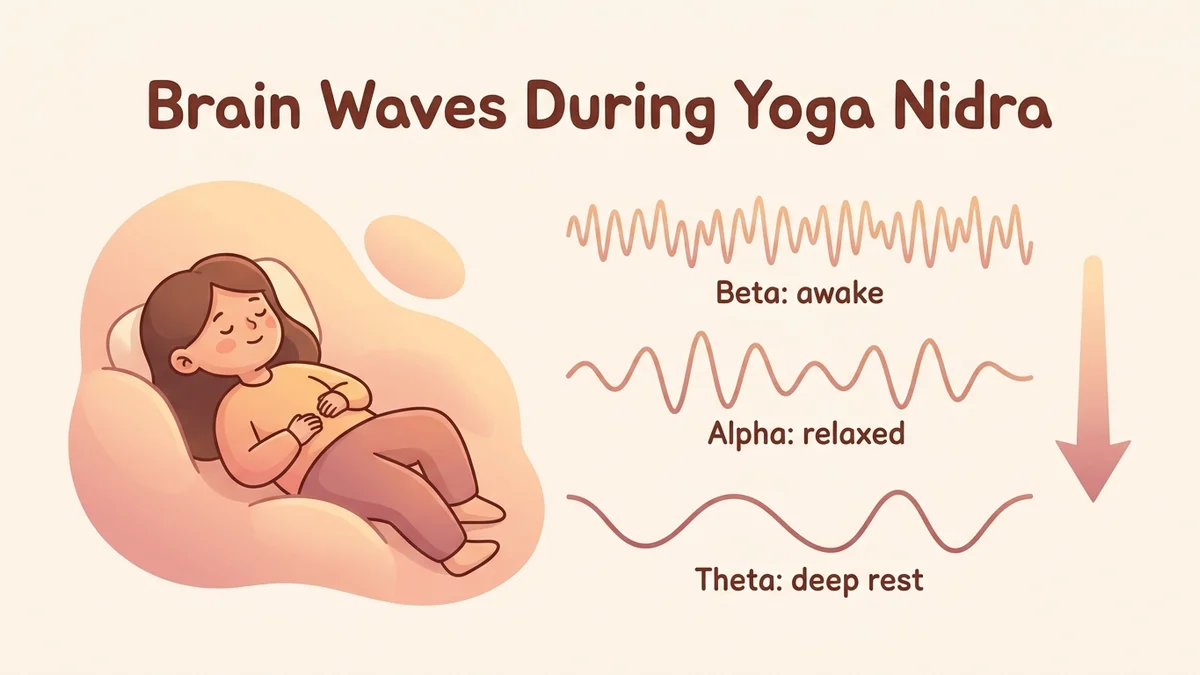 Illustration of brain waves during yoga nidra