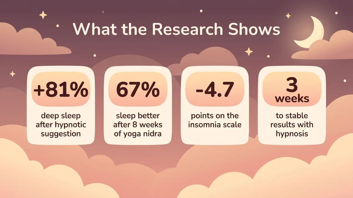 Infographic of scientific statistics on yoga nidra and sleep hypnosis