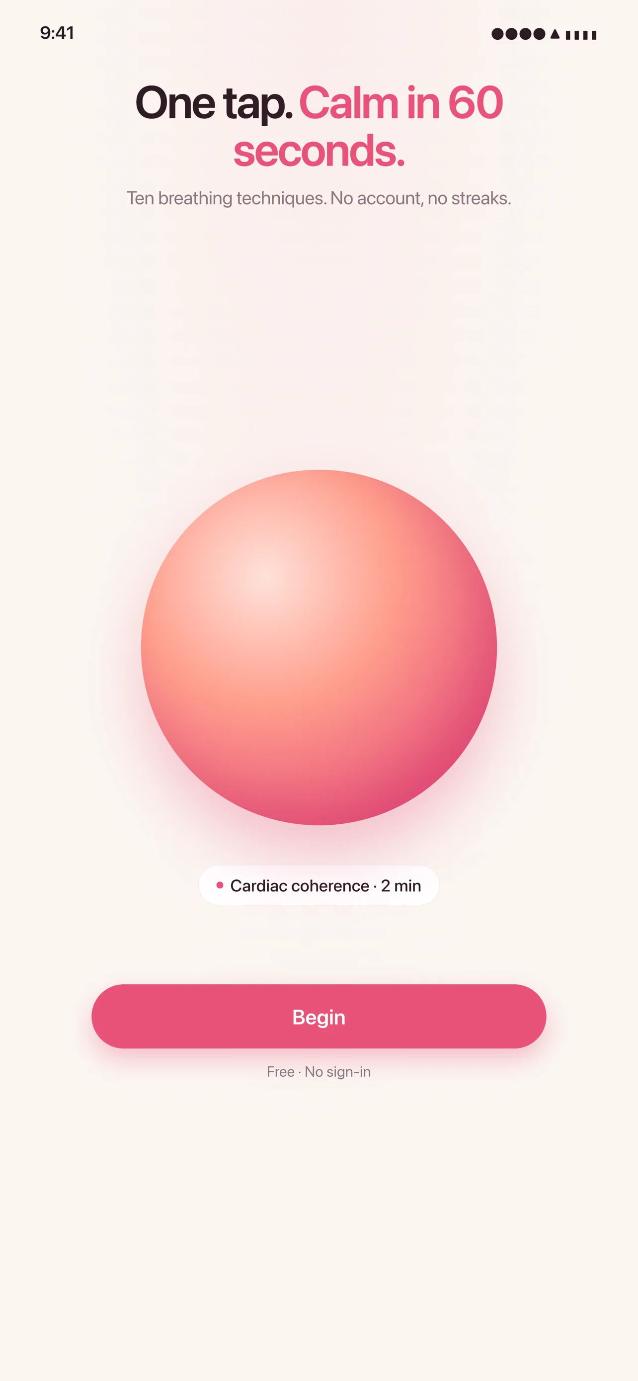 Breaz home screen — calm in 60 seconds