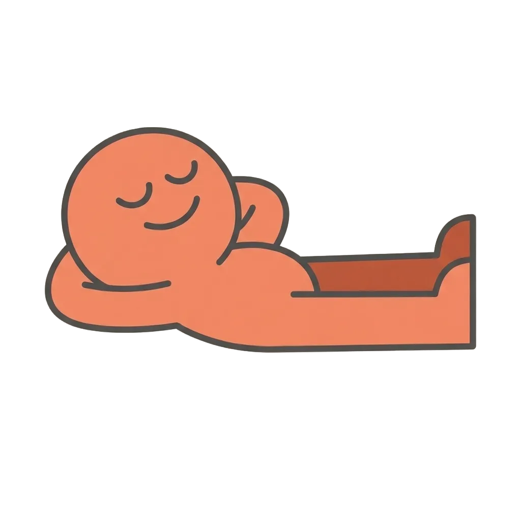 Soft illustration of a character lying down, relaxed